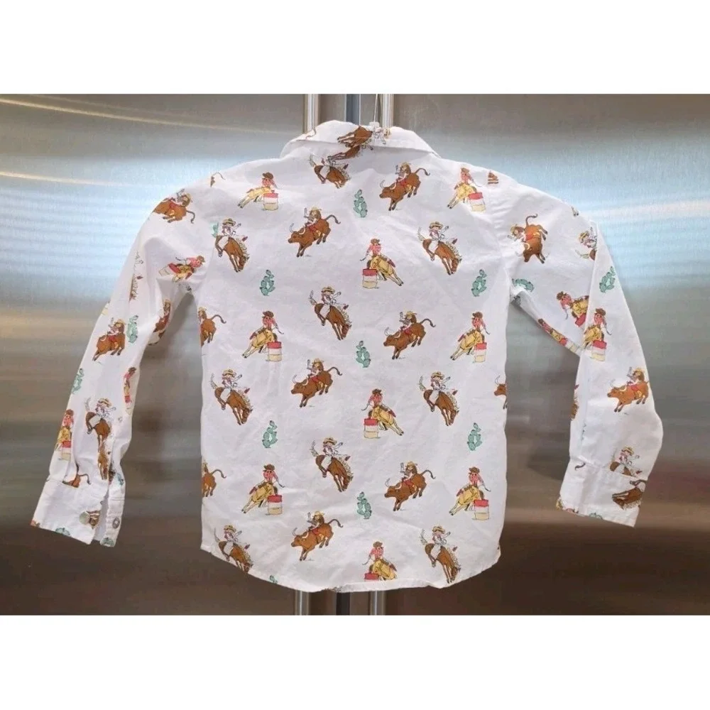 Wrangler Girls Western Rodeo Pearl Snap Shirt Cowgirl Ruffles Back to‎ School XS